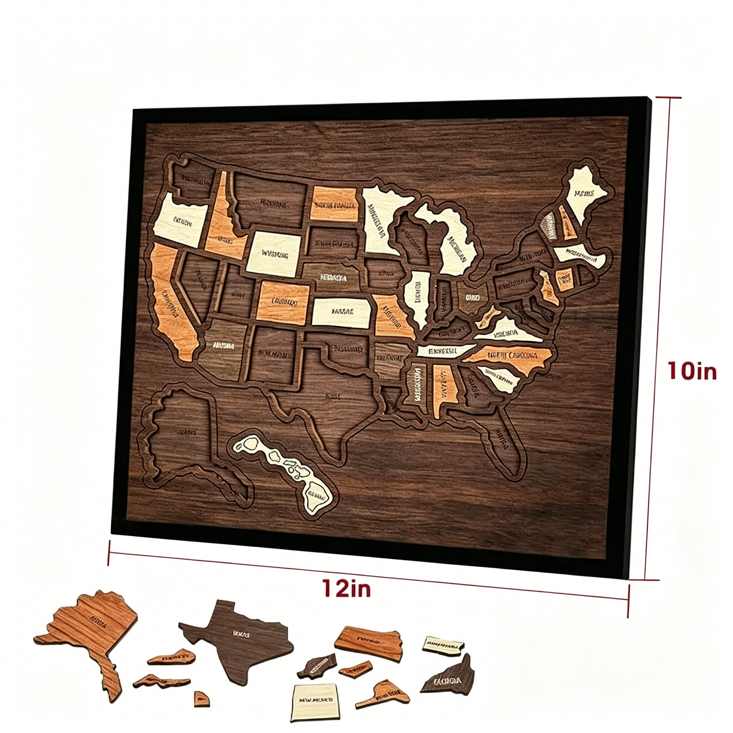 🔥Last Day 49% OFF -🇺🇸 Wooden USA Travel Map Puzzle🧩A Stylish Way to Track Your Journey
