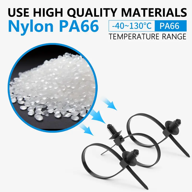 160PCS Push Mount Zip Ties – Self-Locking Nylon Cable Ties for Cars, Boats, Trailers & UTVs