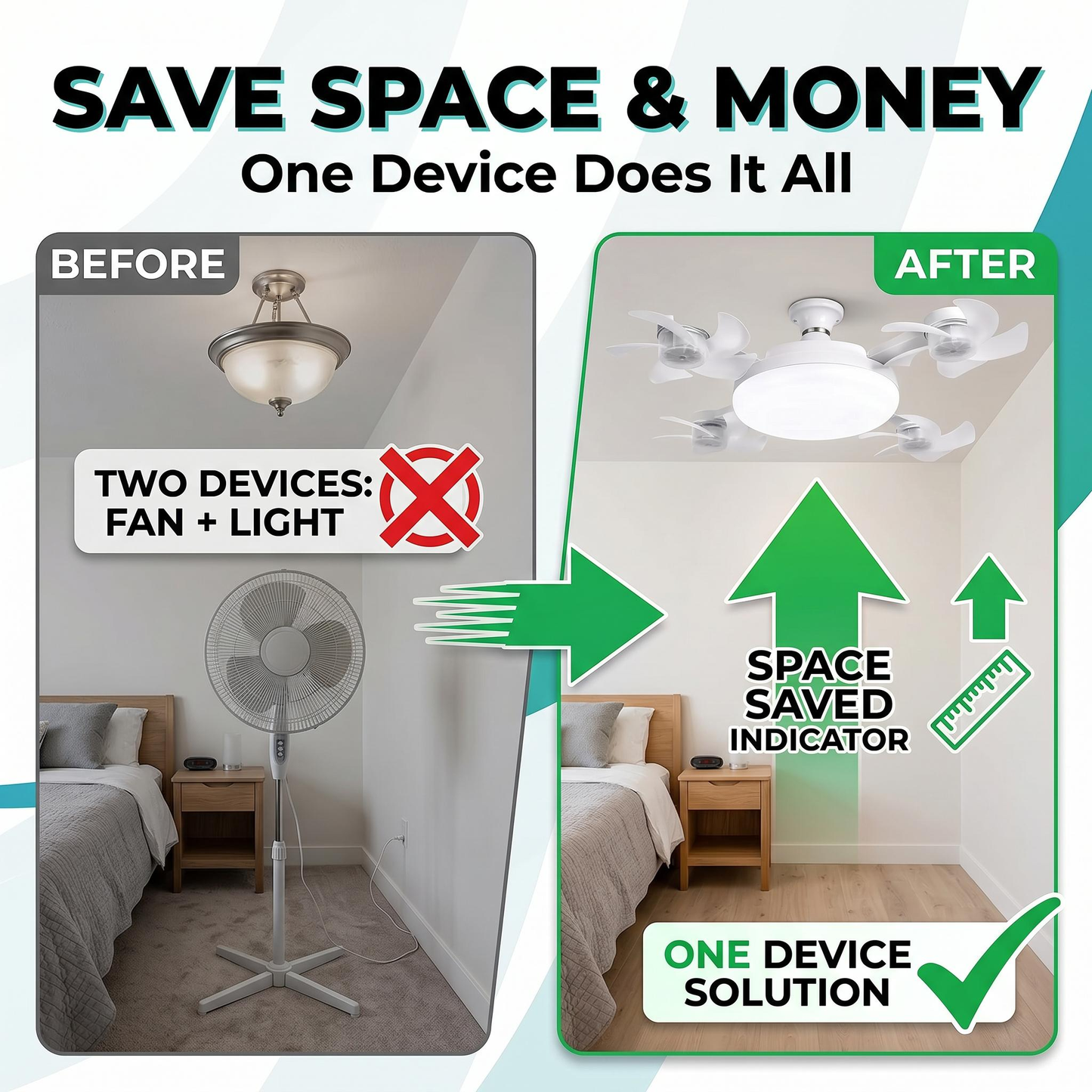 2-in-1 Ceiling Fan Light – Silent LED Fan with Remote for Bedroom & Home